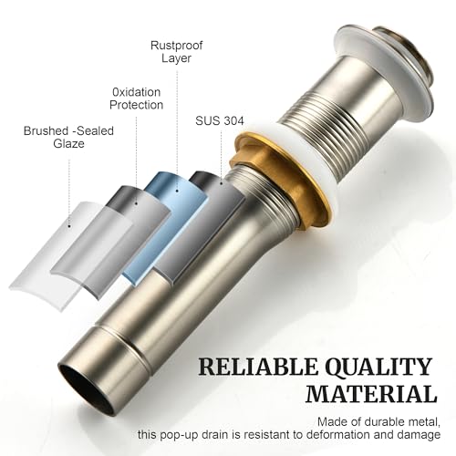 Bathroom Sink Stopper (Without Overflow / Brushed Nickel)