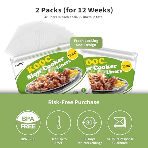 60 Count Slow Cooker Liners 13" x 21" Large Size Fits 3 (L (Fits 3-8.5QT) / 60 count)