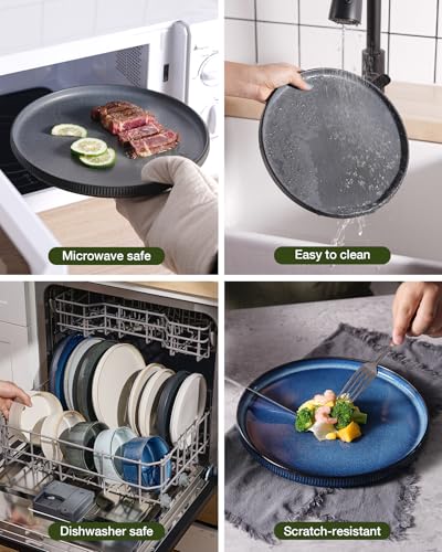 Star Stoneware Dinnerware Sets with Pasta Bowls (Matte Dark Charcoal)