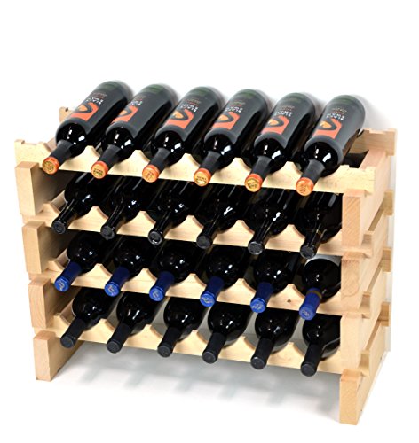 Modular Wine Rack Beechwood 24 (24 Bottles - 4 Rows)