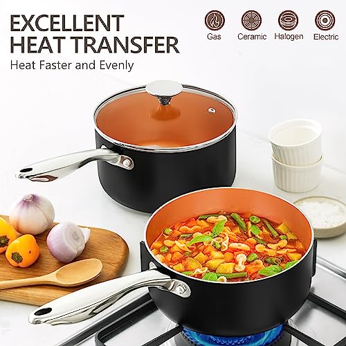 Nonstick 2 Quart Sauce Pan with Lid (2 Quarts)