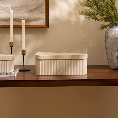 Decorative Storage Boxes with Lids Faux Leather (Gray)