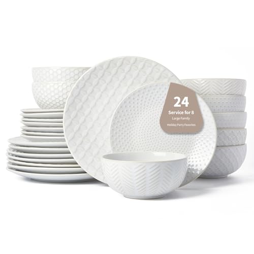 24 Piece Dinnerware Sets for 8 (White / 24Pcs (Service for 8))