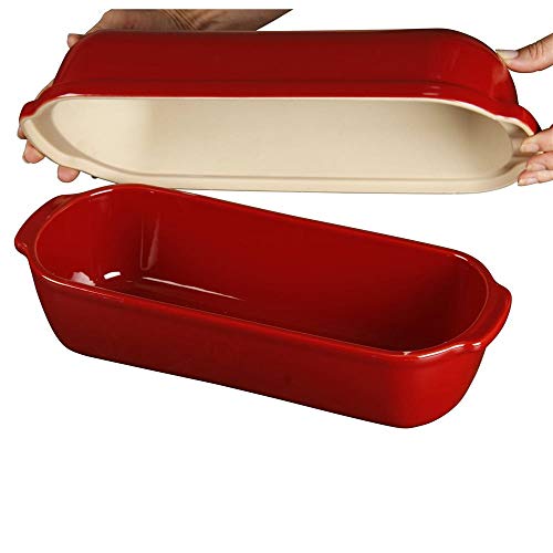 Ceramic Pullman Bread Baker (Burgundy / 13.4" x 5.3"x 5.5")