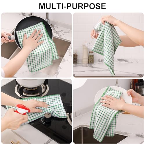 12 Pack Dishcloths and Kitchen Towels Sets (Green / 12-Piece Set)