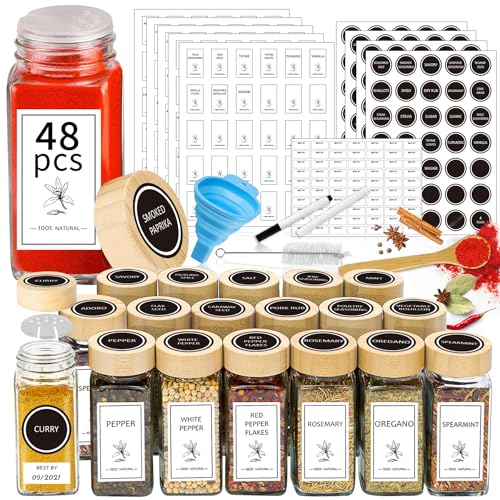 Spice Jars with Lable (48PCS/4OZ)