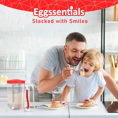 Pancake Batter Dispenser with Squeeze Handle Pancake Dispenser (Red / 4 Cup Capacity)