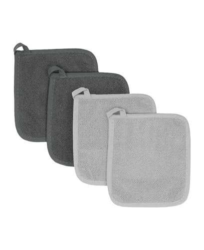 Terry Potholder & Hot Pad (4-Pack / Titanium/Graphite)