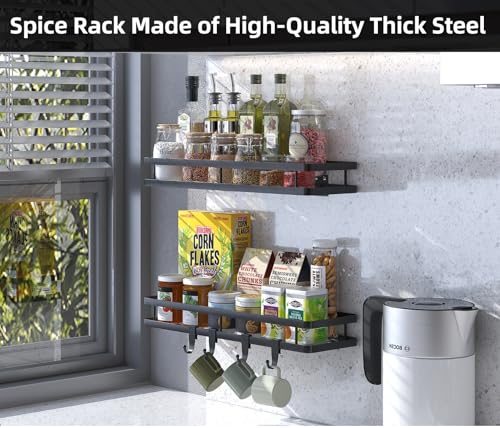 Spice Rack Organizer Wall Mount (Simple black)