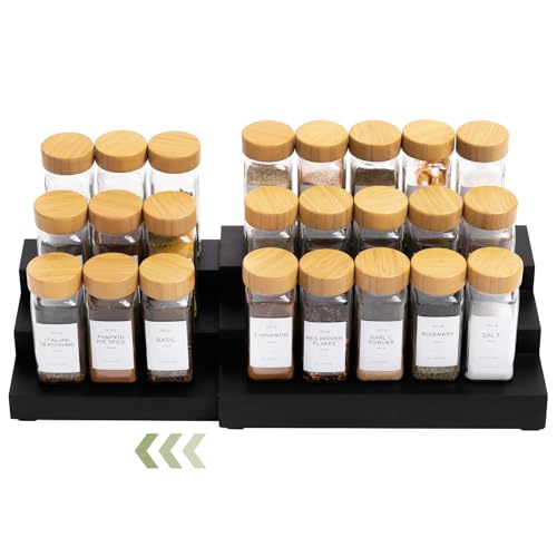 3 Tier Expandable Spice Rack Organizer (Black Bamboo)