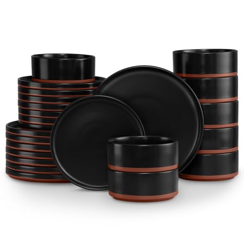 24 Piece Dinnerware Set for 8 (Charcoal Black)