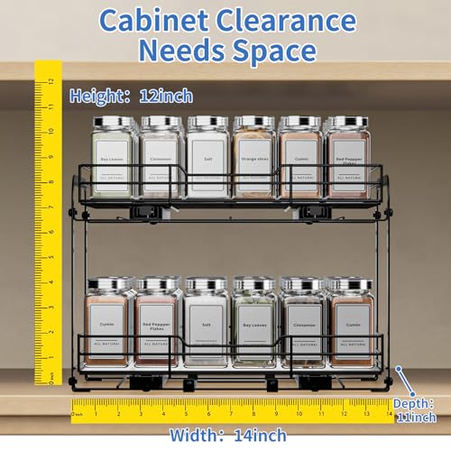 2 Tier Pull Out Spice Rack (2 Tier,13.5''Wx10.5''Dx9.5''H)