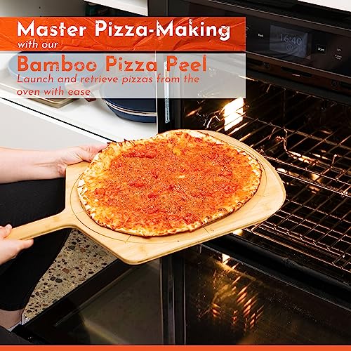 Wooden Pizza Peel 16 Inch Board with Engraved Sizes (Natural(16 inch))