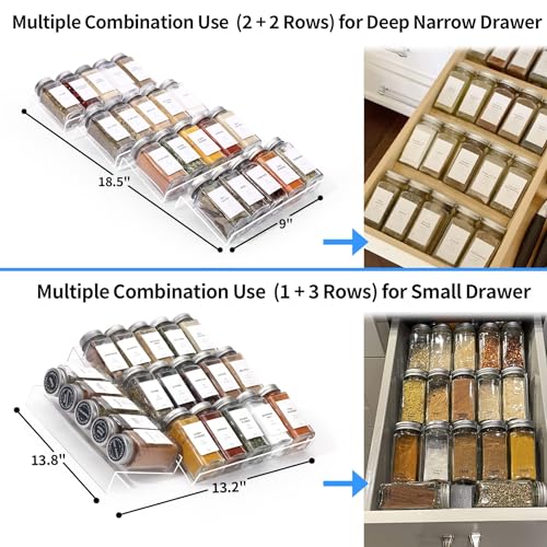 Spice Drawer Organizer (8 pcs, 9" to 18" Width)