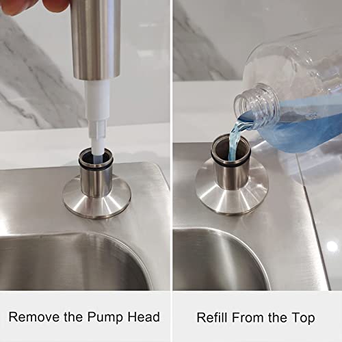 Brass Brushed Nickel Soap Dispenser for Kitchen Sink (Brushed Nickel)