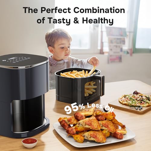 Air Fryer 6.34 QT Digital Airfryer with Visible Window (Gray-6.34Qt / 6.34 Qt)