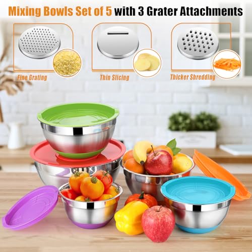Mixing Bowls with Lid Set (Multicolor)