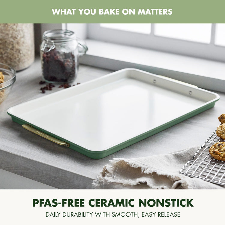 Bakeware 13" x 18" Ceramic Nonstick Half Sheet Pan (13" x 18" Half Sheet Pan / Sage Green)