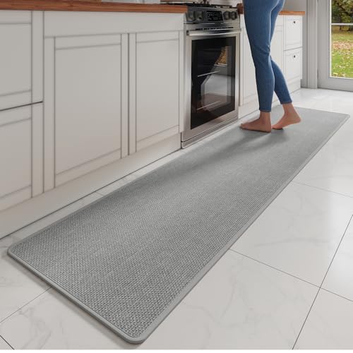 Extra Long Kitchen Runner Rugs Kitchen Mat Non Slip Gray 17"x95" (A- Gray / 17"x95")