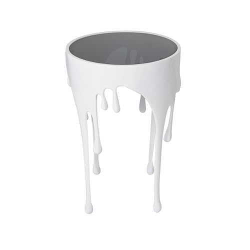 Aluminum Metal Abstract Side Table 16" x 16" x 25" (White)