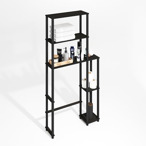 Turn-N-Tube Over The Toilet Storage, 5-Shelf Over The Toilet Organizer, Freestanding Space Saver Bathroom Shelf, for Bathroom Organizers and Storage, Black Espresso (5-Shelf / Black Espresso/Black)