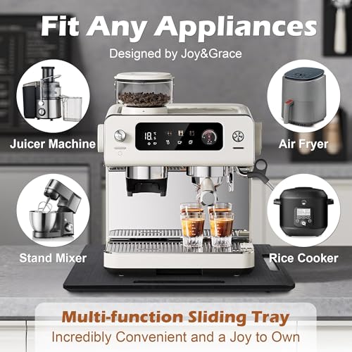 Appliance Slider for Kitchen Appliances 360° Rolling Sliding Tray for Coffee Maker Countertop (Medium (14.5" x 10") / Black)