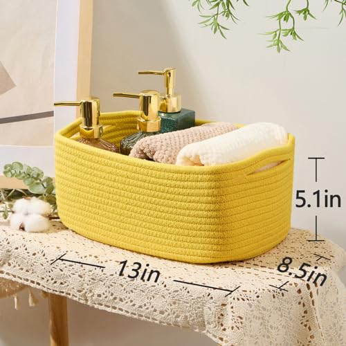 Small Storage Baskets for Organizing (3pcs-L13xW8.5xH5.1" / Yellow)