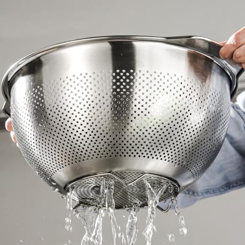 18 8 Stainless Steel Microwell Colander (3.5QT Colander+3.5QT Mixing Bowl / primary colour)