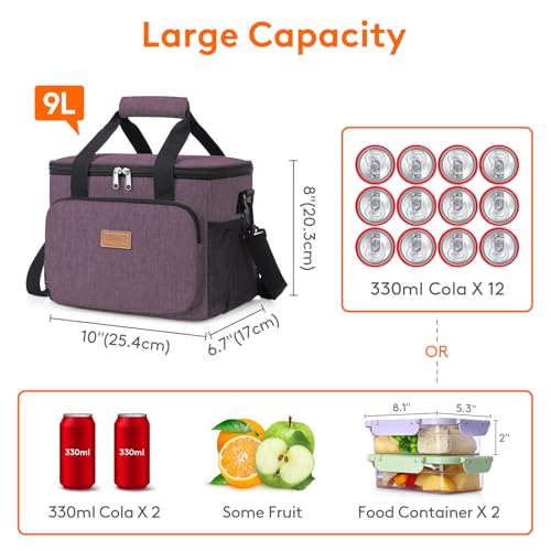 Insulated Lunch Box for Men (Purple / Medium(9L))