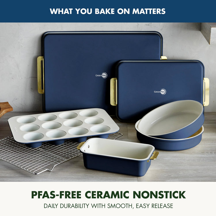 Bakeware Ceramic Nonstick 7 Piece Ovenware Set (7 Piece Bakeware Set / Oxford Blue)