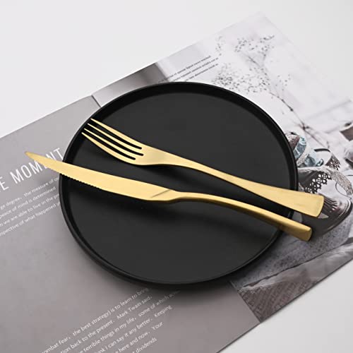 Luxury 18 10 Stainless Steel Matte Champagne gold Flatware Set (1 / Champagne Gold)