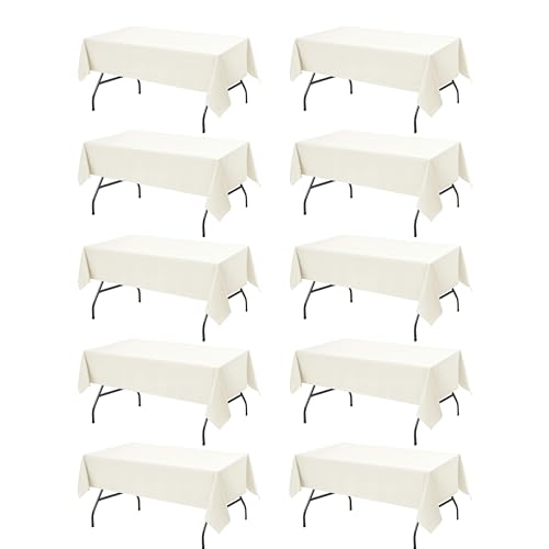 10 Pack Ivory Tablecloths for Rectangle Tables (Ivory / 60x102 In, 10 Pack)