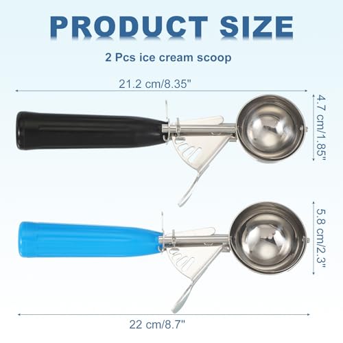 2 Pcs Cookie Scoops Ice Cream Scoop w (4.7 cm, 5.5 cm / Black/Blue)