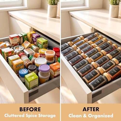 Glass Spice Jars with Label (Black Spice Labels)