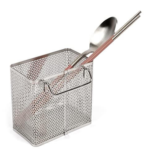 Kitchen Utensil Chopsticks Perforated Holder with Hooks (Small Rectangle)