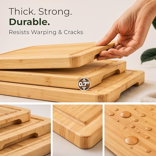 Bamboo Cutting Boards for Kitchen Set of 3 (Set of 3)