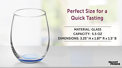 Stemless Wine Glasses by ARC 5.5 oz. Set of 12 (Blank - Blue / 12 Glasses)