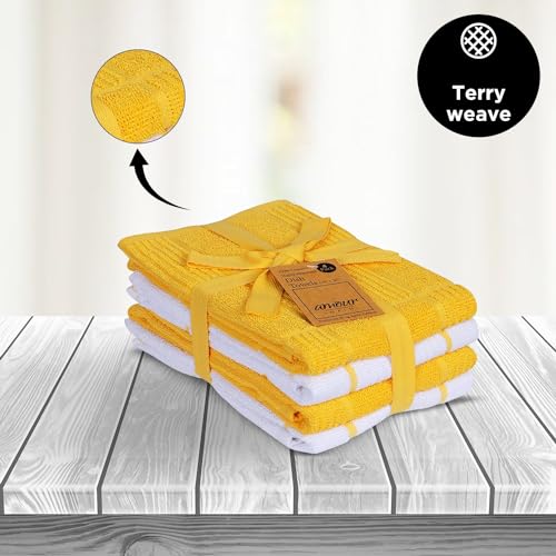 Kitchen Towels Pack of 4 (Yellow Box / 16" x 26" - 4 pack)