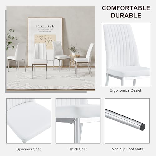 White Modern Dining Chairs Set (S- White)