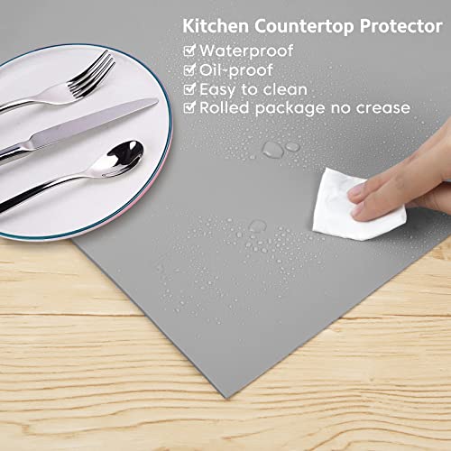 Silicone Mats for Kitchen Counter Thicker Extra Large Heat Resistant Mats Countertop Protector Liners for Bottom of Oven Air Fryer Coffee Maker (24"L x 16"W / Gray)