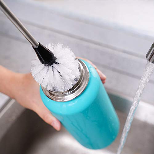 Stainless Steel Bottle Brush with Replaceable Head (White / 13 Inch (Pack of 2))