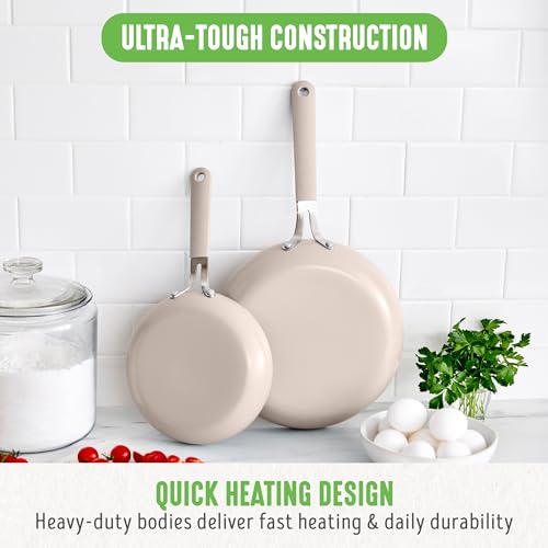 8” & 10” 2 Piece Nonstick Ceramic Frying Pan Set (8" & 10" Frying Pan Set / Taupe)