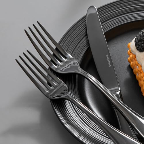 18 10 Stainless Steel Silverware Set for 4 (Black / 20-Piece)