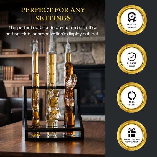 3 Gun Whiskey Decanters Set & Rifle 1000ml (Rifle Decanter Rack)