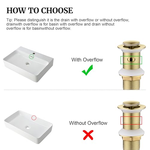 Bathroom Sink Stopper (With Overflow / Gold Brushed)
