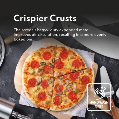 Restaurant Grade Seamless Aluminum Pizza Baking Screen (14-Inch / Silver)