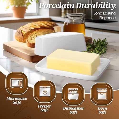 Extra Large Ceramic Butter Dish with Lid (White / Extra Large)