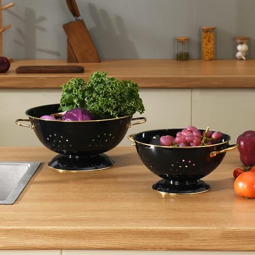 Metal Colander 2 Pack (L-BLACK)