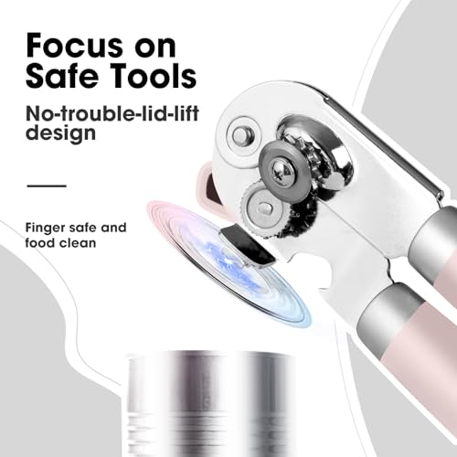 Heavy Duty Hand Can Opener Manual with Magnet (Light Pink)