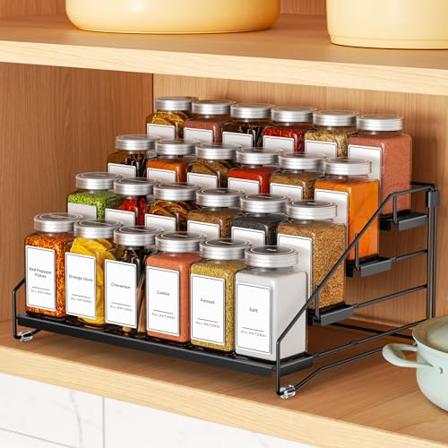 4 Tier Spice Rack for Cabinet (Black / 1 Pcs)